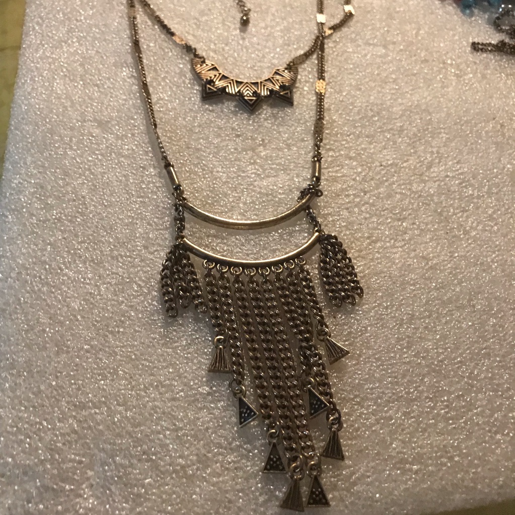 Women's Boho Fringe Layered Necklace In Antique Gold